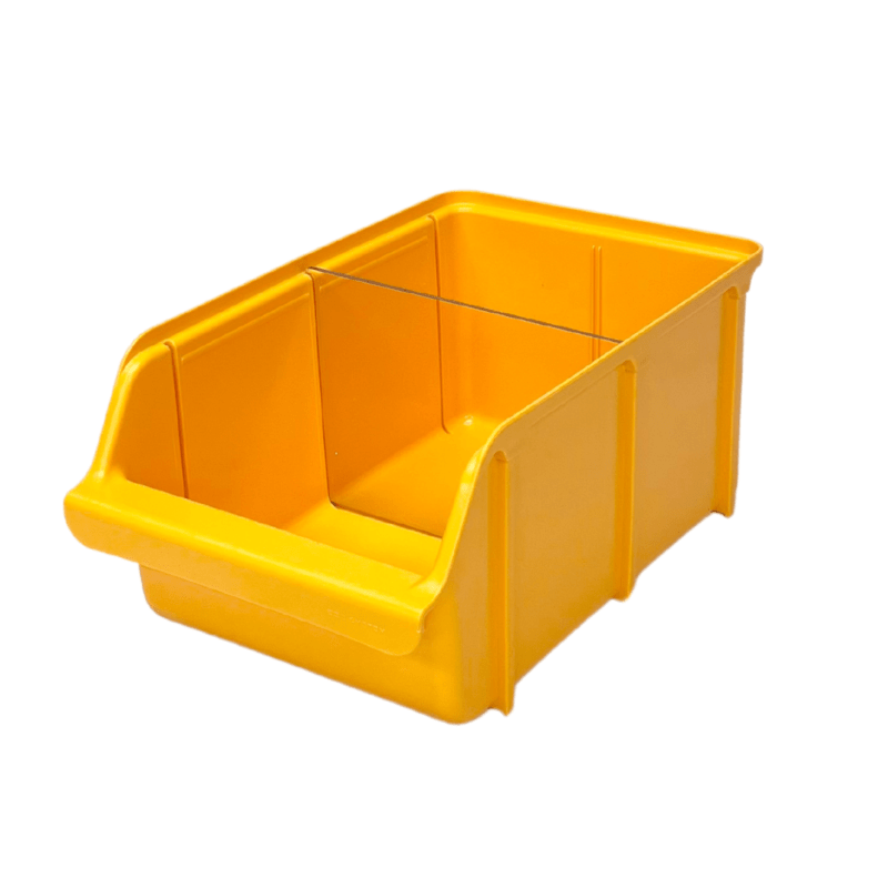 Skillevæg til gule plastkasser